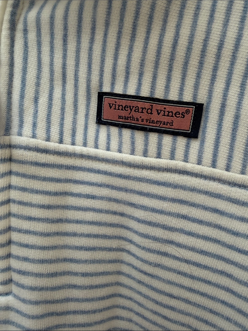 Vineyard Vines Pale Blue & White Striped Half-Zip Pullover - Picture 3 of 6